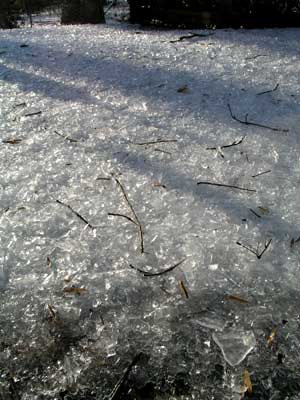 ice shards on the deck